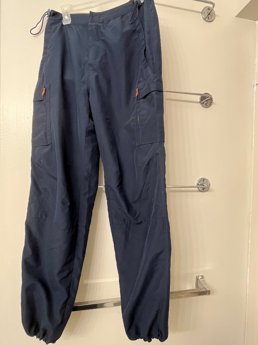 RW&CO. - Dark Blue Cinched-Ankle Hiking Pants with Orange Details on Pockets